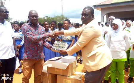 DORMAA WEST MP DONATES 800 PIECES OF MATHEMATICAL SETS TO BECE CANDIDATES.